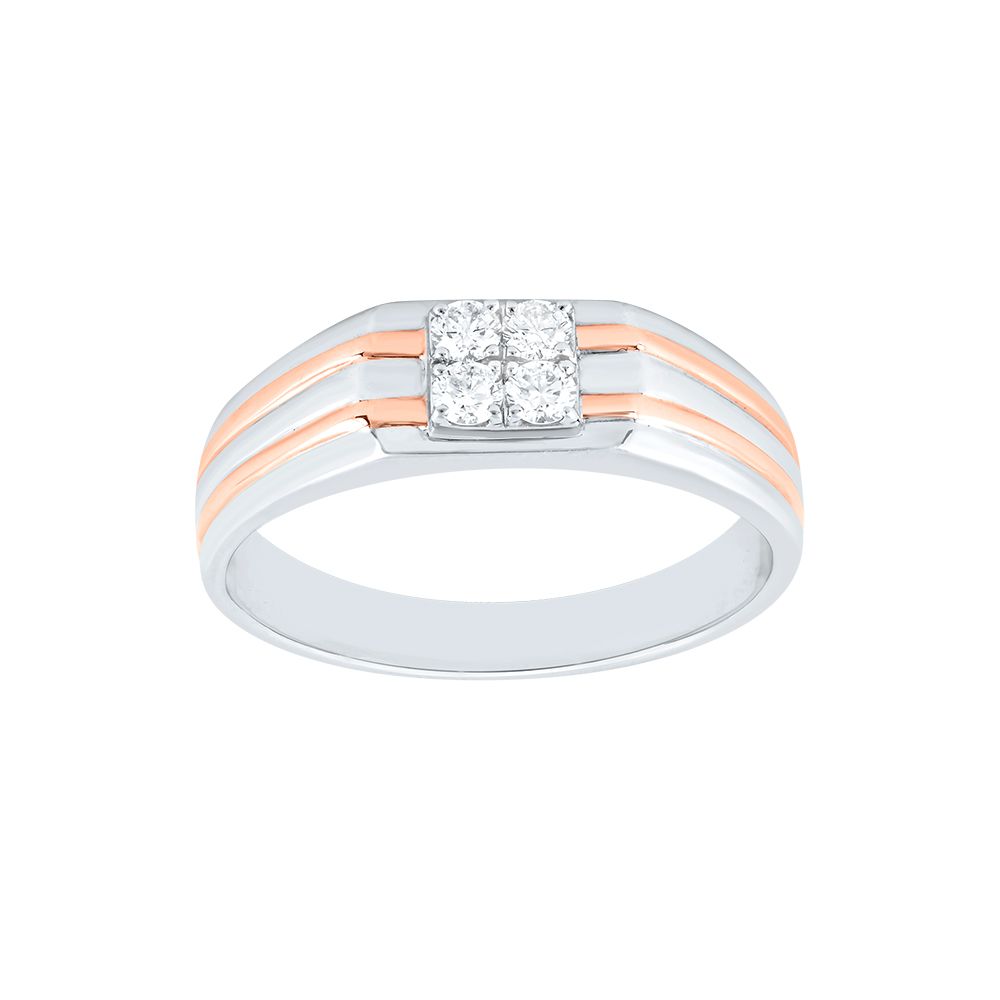 Fascinating Rose Gold and Diamond Ring For Men-Platinum-PRG24K18