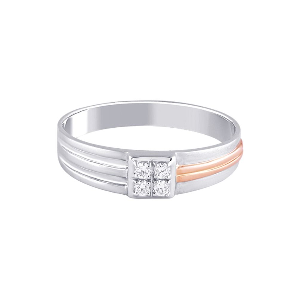 Glittering Diamond Rose Gold and Platinum Mens Finger Ring-Platinum-PRG24K20