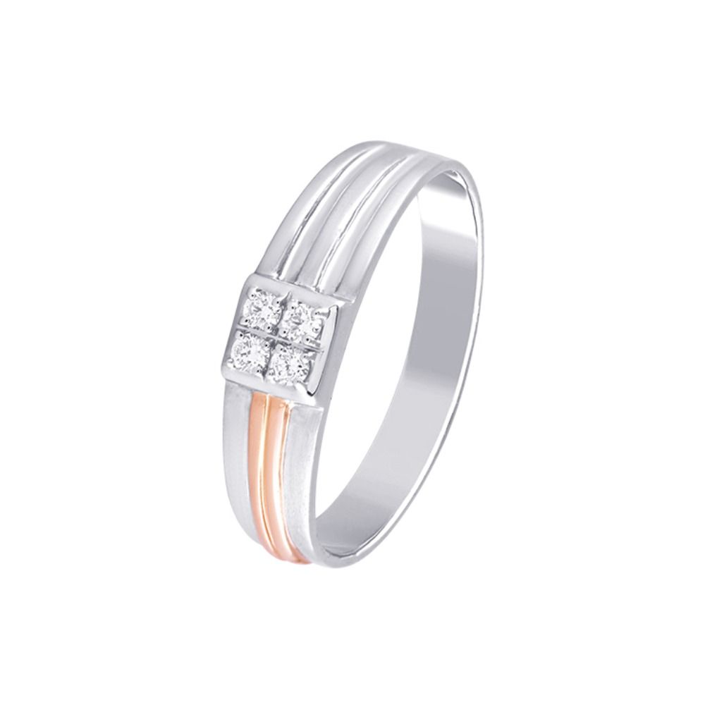 Glittering Diamond Rose Gold and Platinum Mens Finger Ring-Platinum-PRG24K20