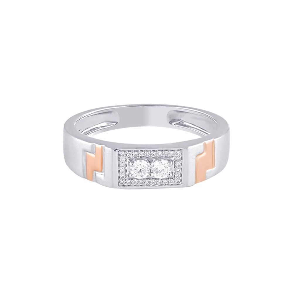 Luxurious Diamond Rose Gold and Platinum Mens Finger Band-Platinum-PRG24K21