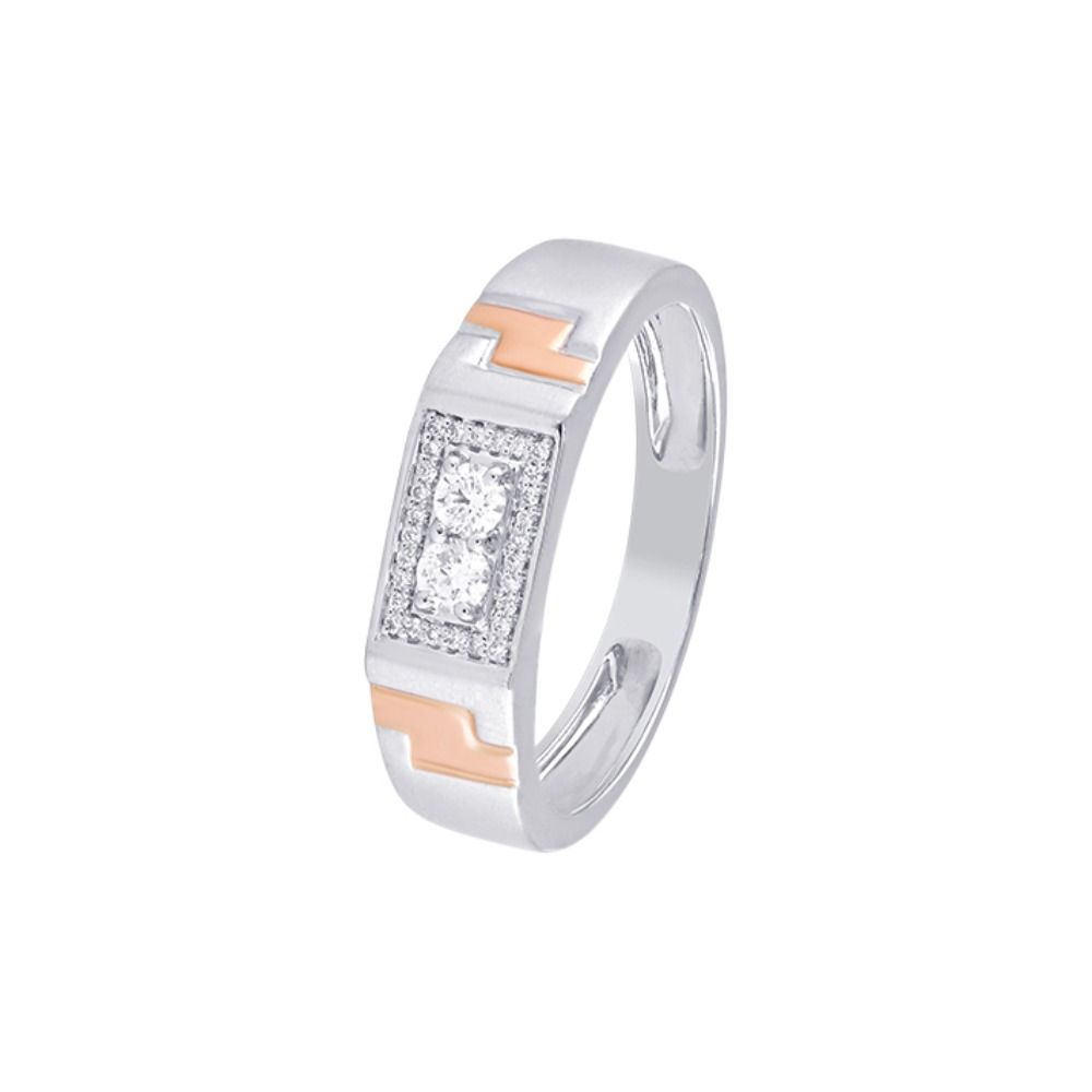 Luxurious Diamond Rose Gold and Platinum Mens Finger Band-Platinum-PRG24K21