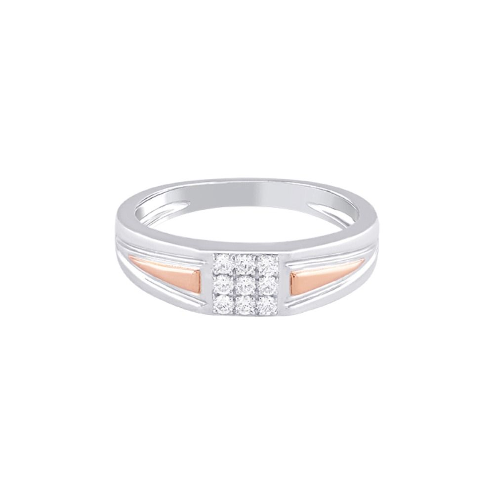 Elegant 2-toned Diamond Finger Ring For Men -Platinum-PRG24K26