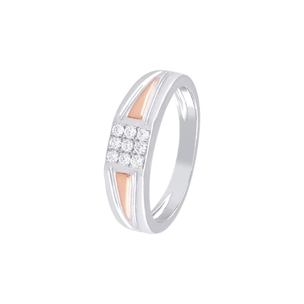 Elegant 2-toned Diamond Finger Ring For Men -Platinum-PRG24K26