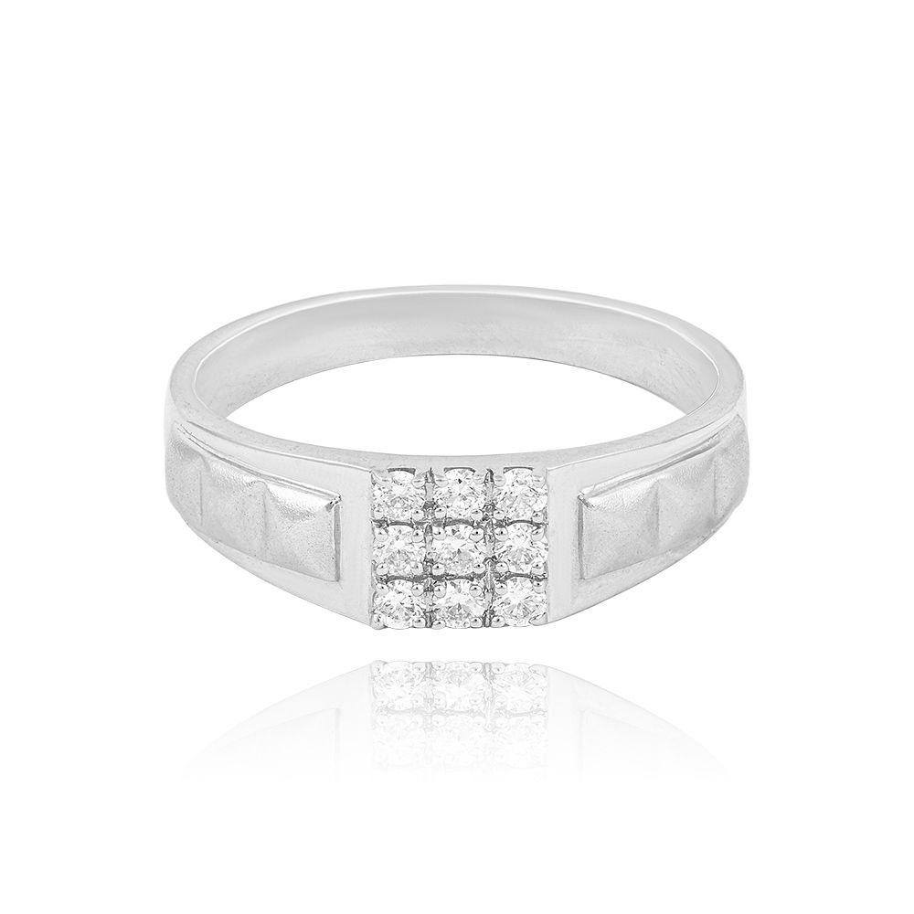 Stately Diamond and Platinum Finger Ring For Men -Rings-PRG24K29