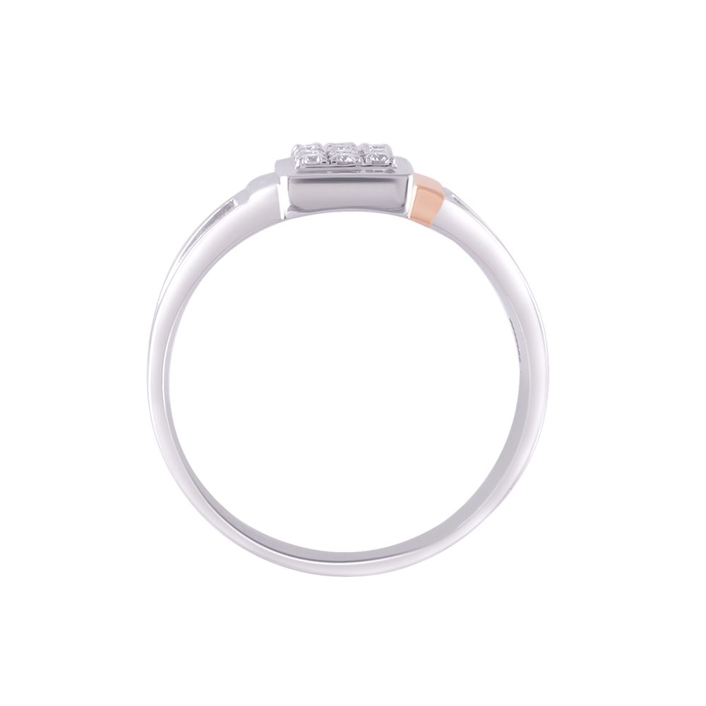 Bejewelled Platinum and Rose Gold Mens Finger Ring-Platinum-PRG24K33