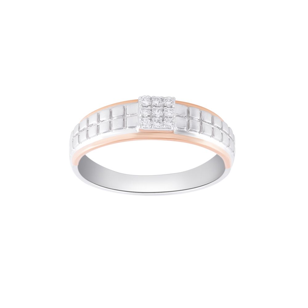 Eclectic Diamond and Rose Gold Mens Finger Ring-Platinum-PRG24K34