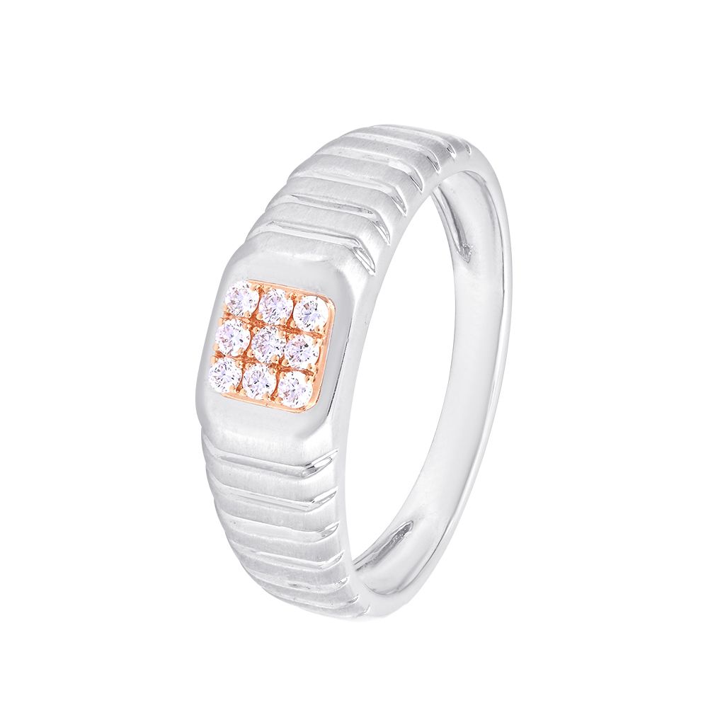 Square Cut Diamond and Platinum Mens Finger Ring-Platinum-PRG24K35