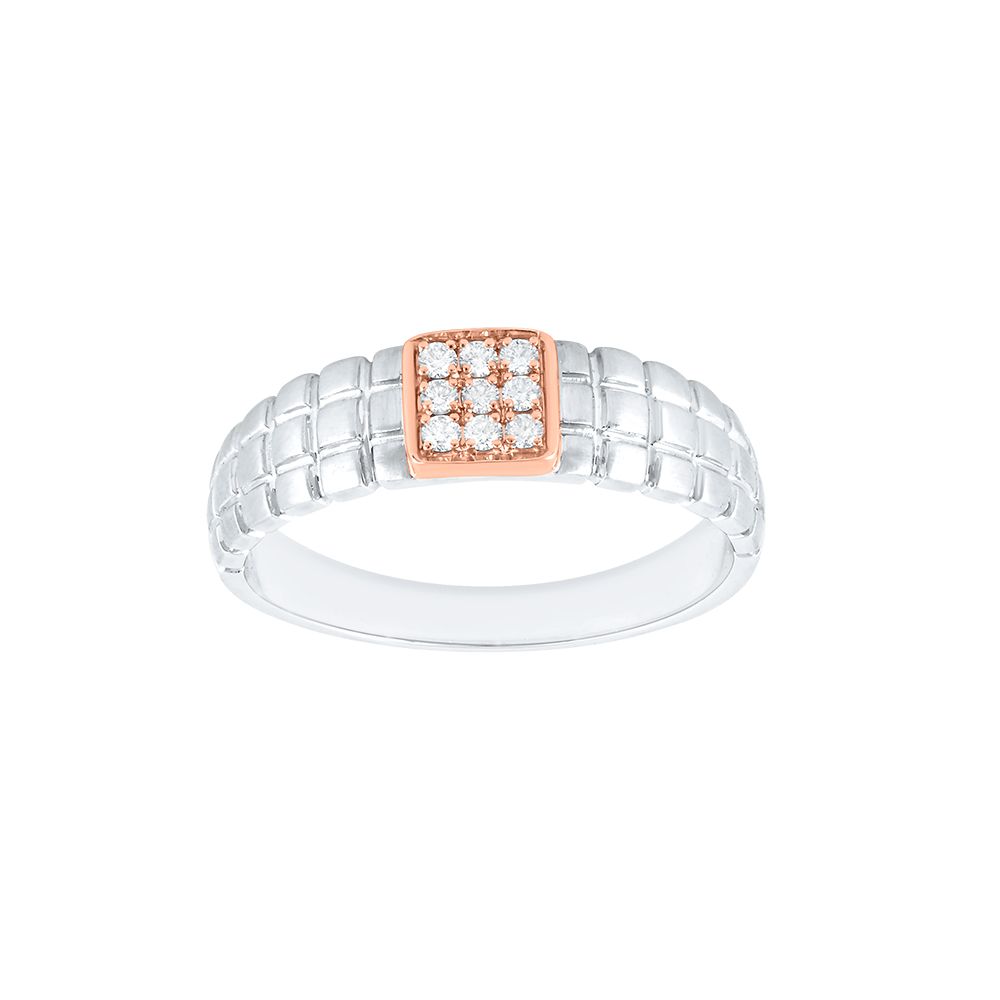 Stylish Rose Gold and Platinum Mens Finger Ring-Platinum-PRG24K36