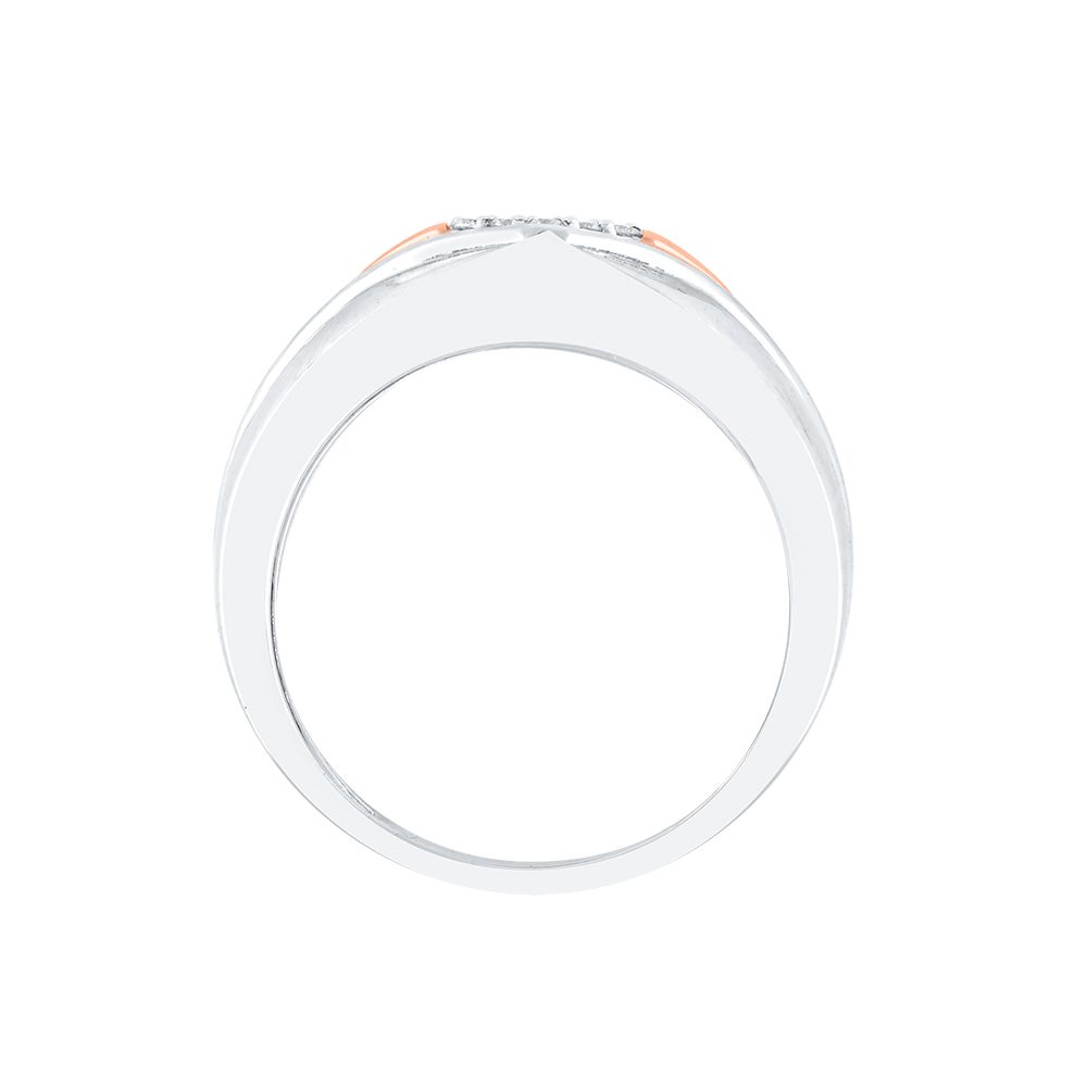 Gleaming Geometric Diamond and Rose Gold Mens Finger Ring-Platinum-PRG24K42