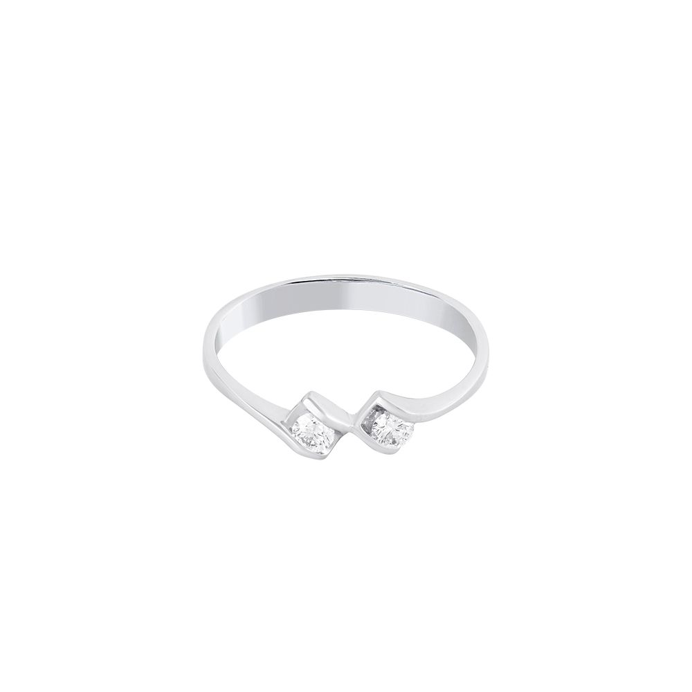 Dazzling 2-diamond and Platinum Finger Ring-Rings-PRG24K53