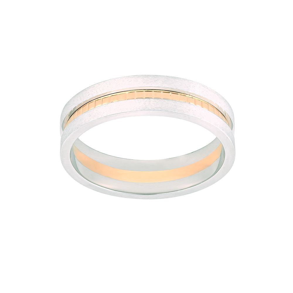 Contemporary Dual Toned Mens Gold Band-Platinum-PRG24K64