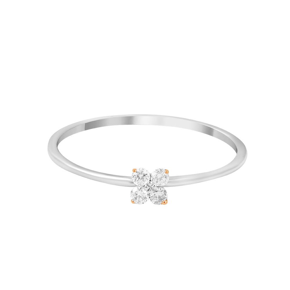 Floral Diamond Women Platinum Ring-Rings-PRG24K72