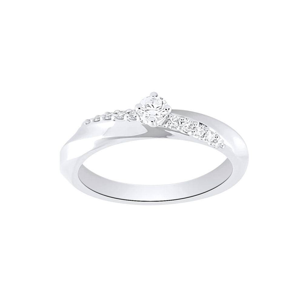 Delicate Diamond Platinum Ring-Rings-PRG24M06