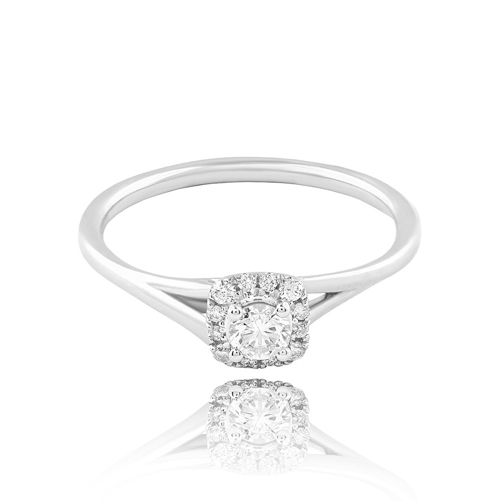 Radiant Halo Diamond Ring-Rings-PRG25M03