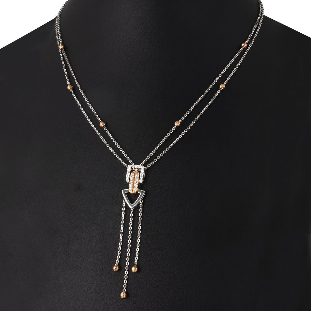 Geometric Drops Platinum Diamond Necklace Set-Platinum-PNS19001-D300O0D