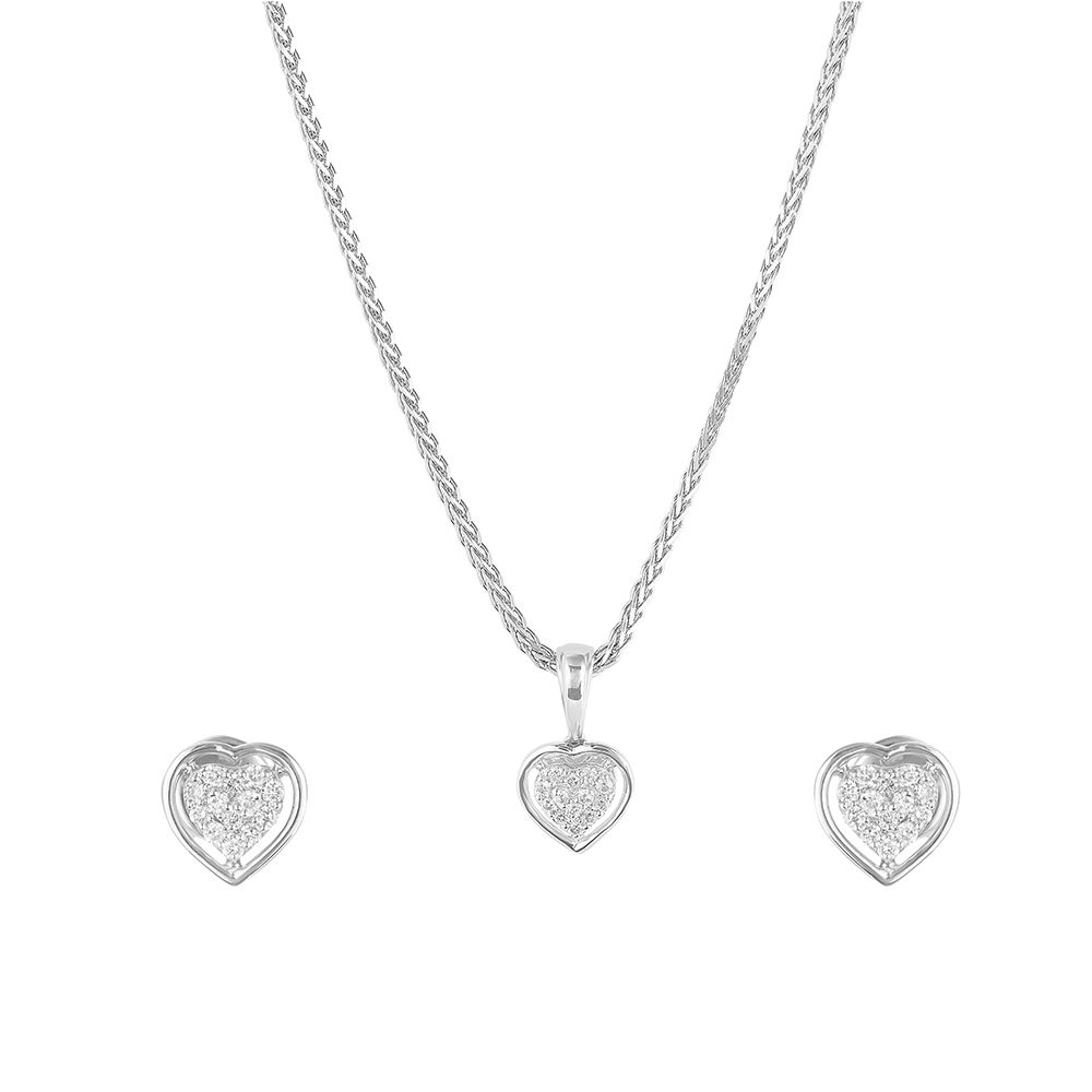 Classic Heart Design Diamond Pendant Set-Platinum-PSP18004-D300P0D