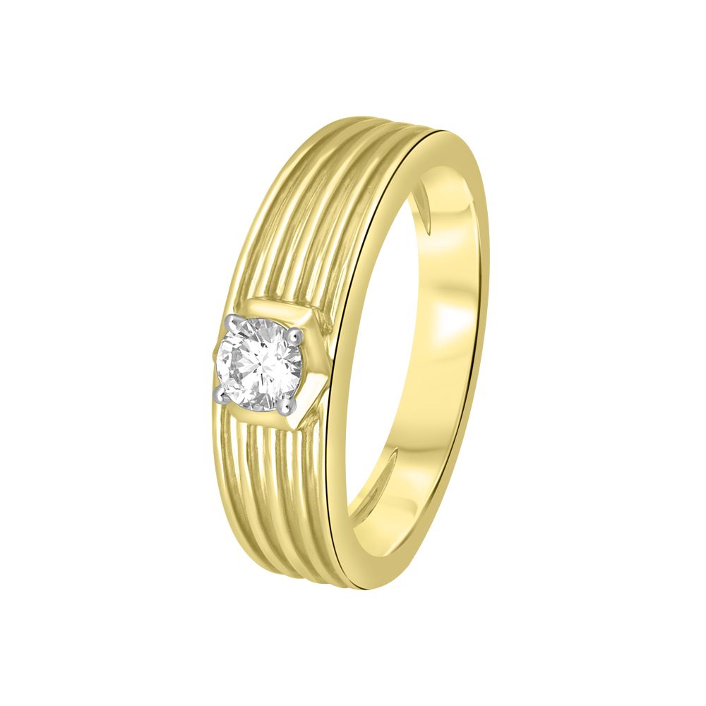Simple Diamond Studded 18KT Yellow Gold Ring-Rings-WMR23013-D300RNB