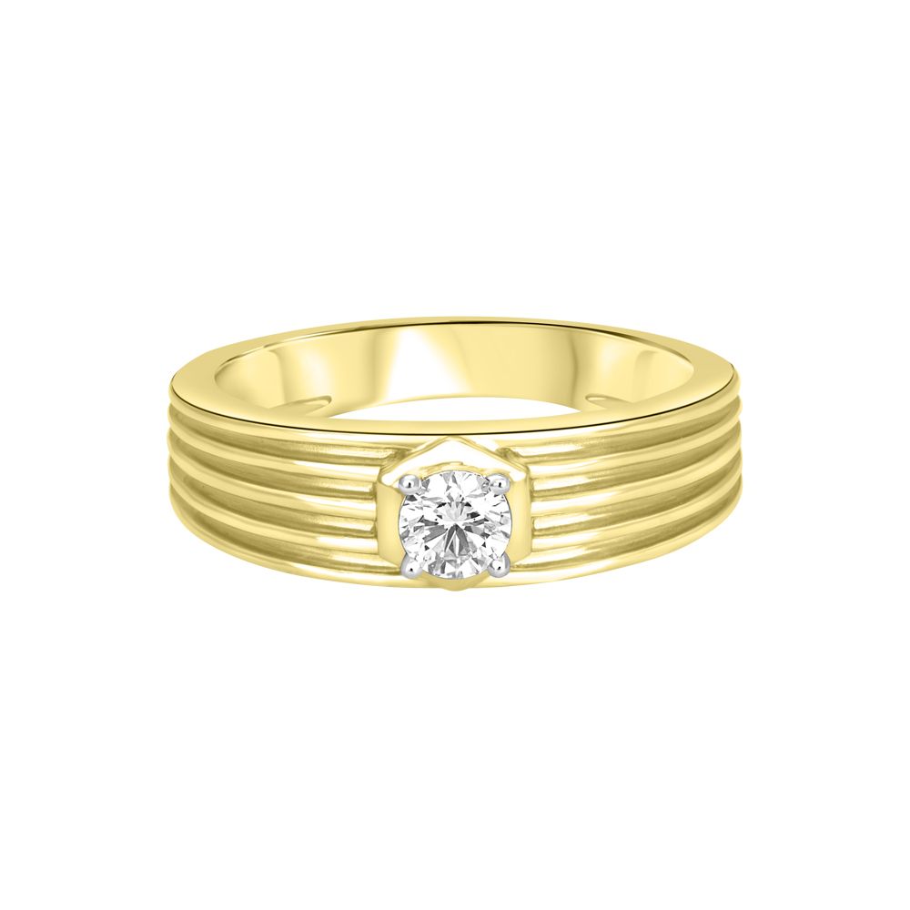 Simple Diamond Studded 18KT Yellow Gold Ring-Rings-WMR23013-D300RNB