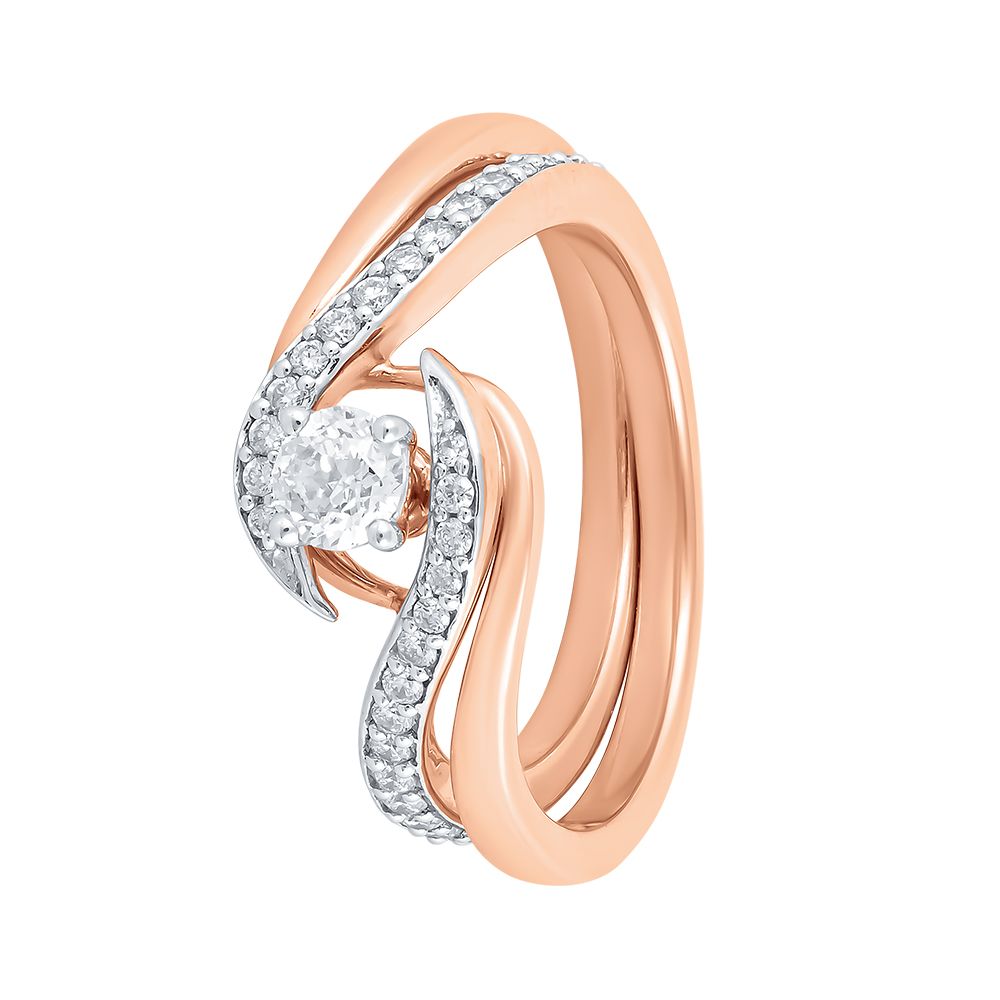 Eye-Catching 18KT Rose Gold Single Stone Women Ring-Rings-WRG19012