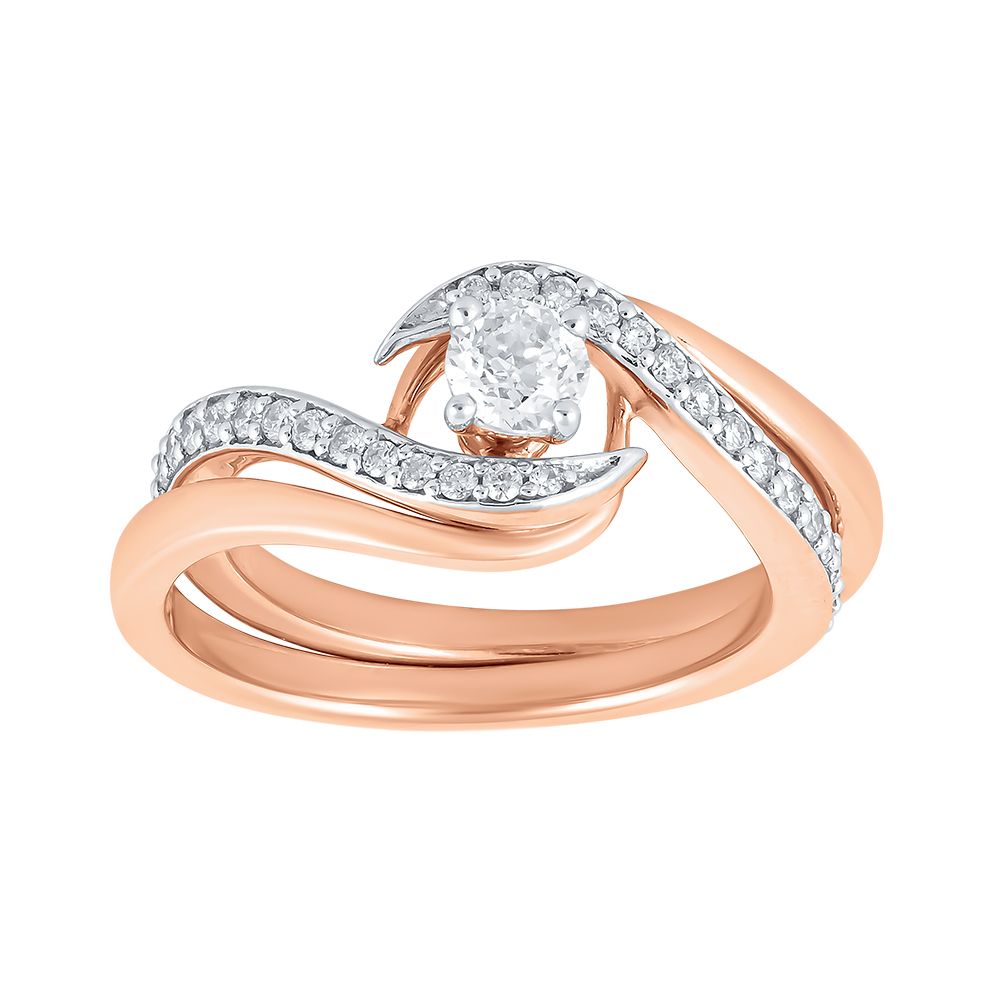 Eye-Catching 18KT Rose Gold Single Stone Women Ring-Rings-WRG19012