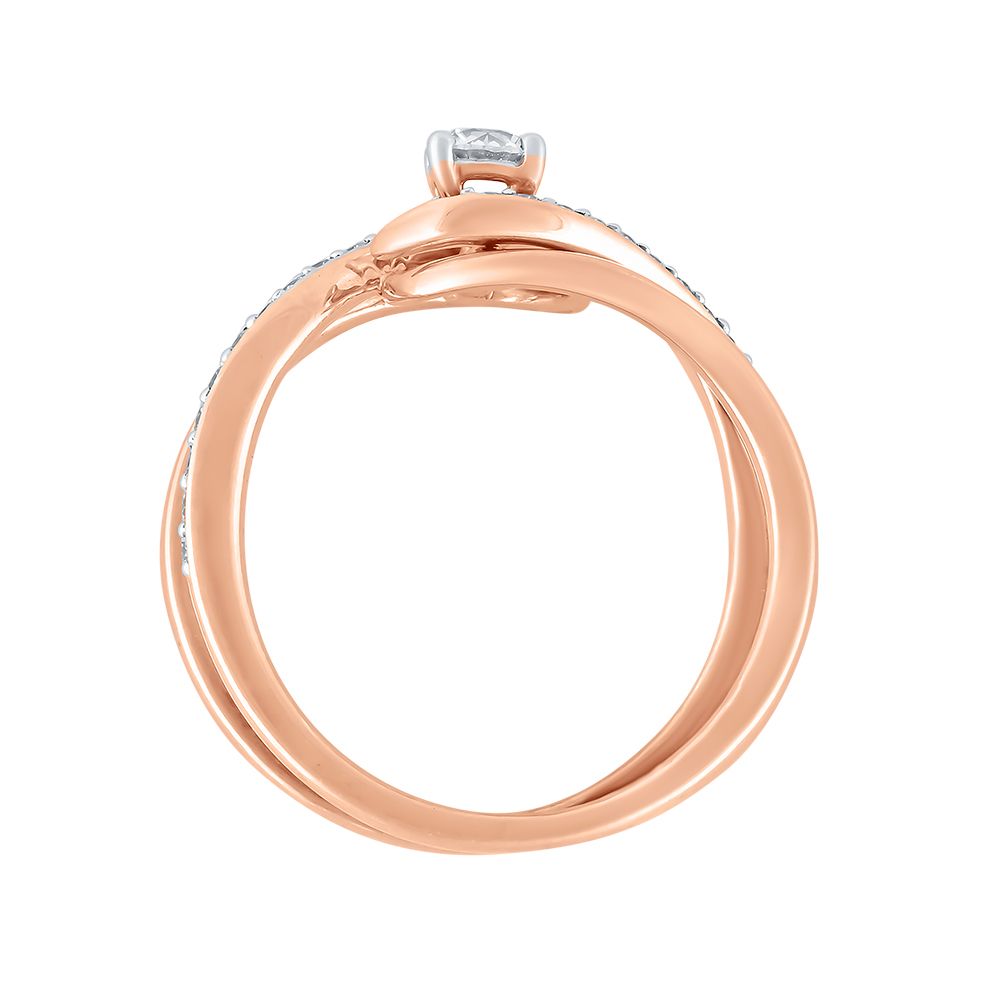 Eye-Catching 18KT Rose Gold Single Stone Women Ring-Rings-WRG19012