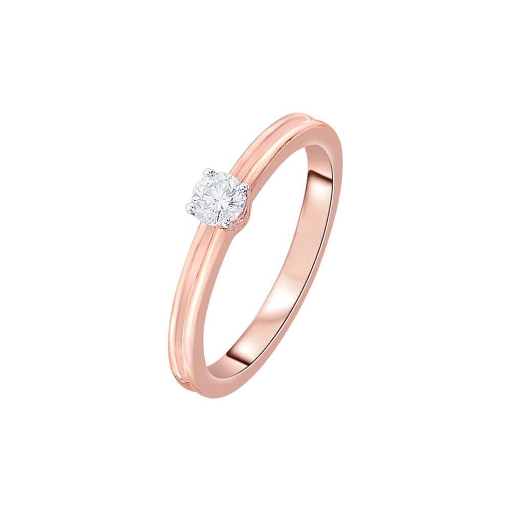 Buy Classic Textured Diamond Solitaire Rose Gold Ring WRG23011