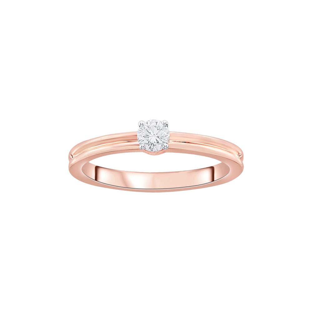 Classic Textured Diamond Solitaire Rose Gold Ring-Rings-WRG23011