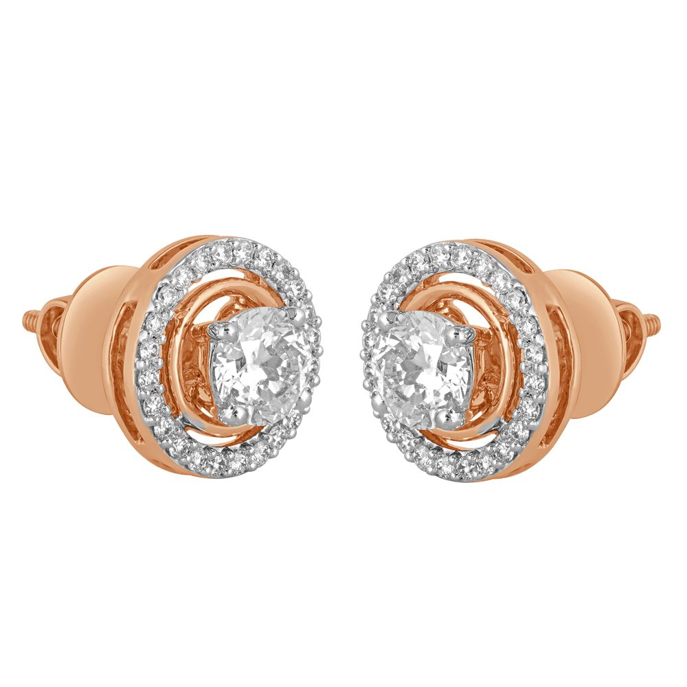 Enchanting Round Diamond Studded Earrings-All Jewellery-YER19002-M300X0B