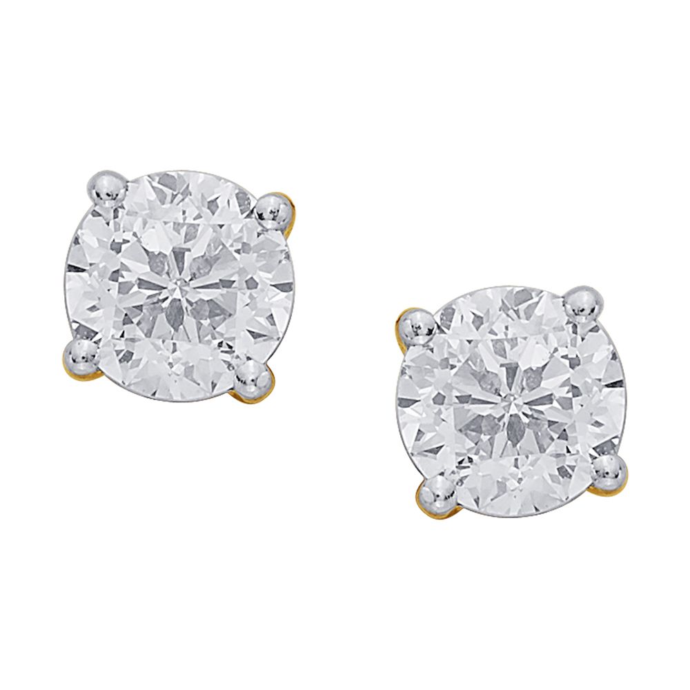 Sparkling Diamond and Yellow Gold Studs-All Jewellery-YER19004-A300R0B