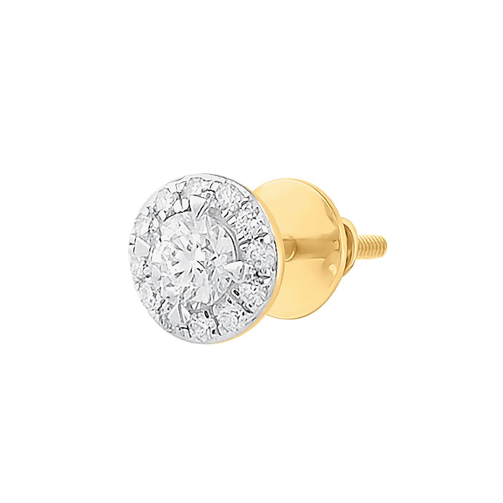 Spiral 18Kt Yellow Gold and Diamond Studs-Earrings-YER24I04-D400R0B