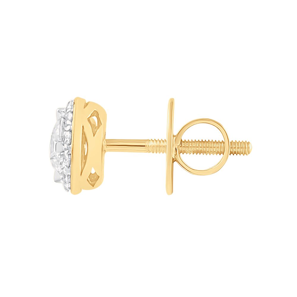 Spiral 18Kt Yellow Gold and Diamond Studs-Earrings-YER24I04-D400R0B