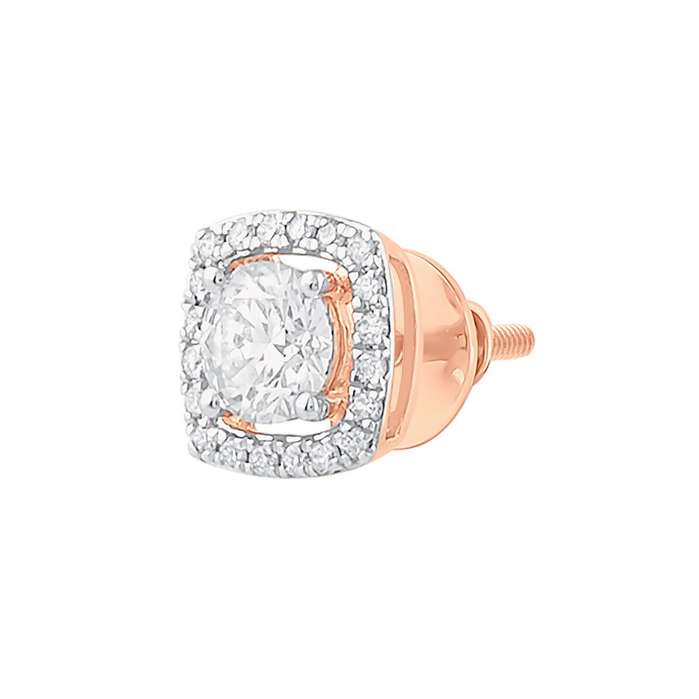 Modern 18Kt Rose Gold and Diamond Studs-Earrings-YER24I08-D400X0B