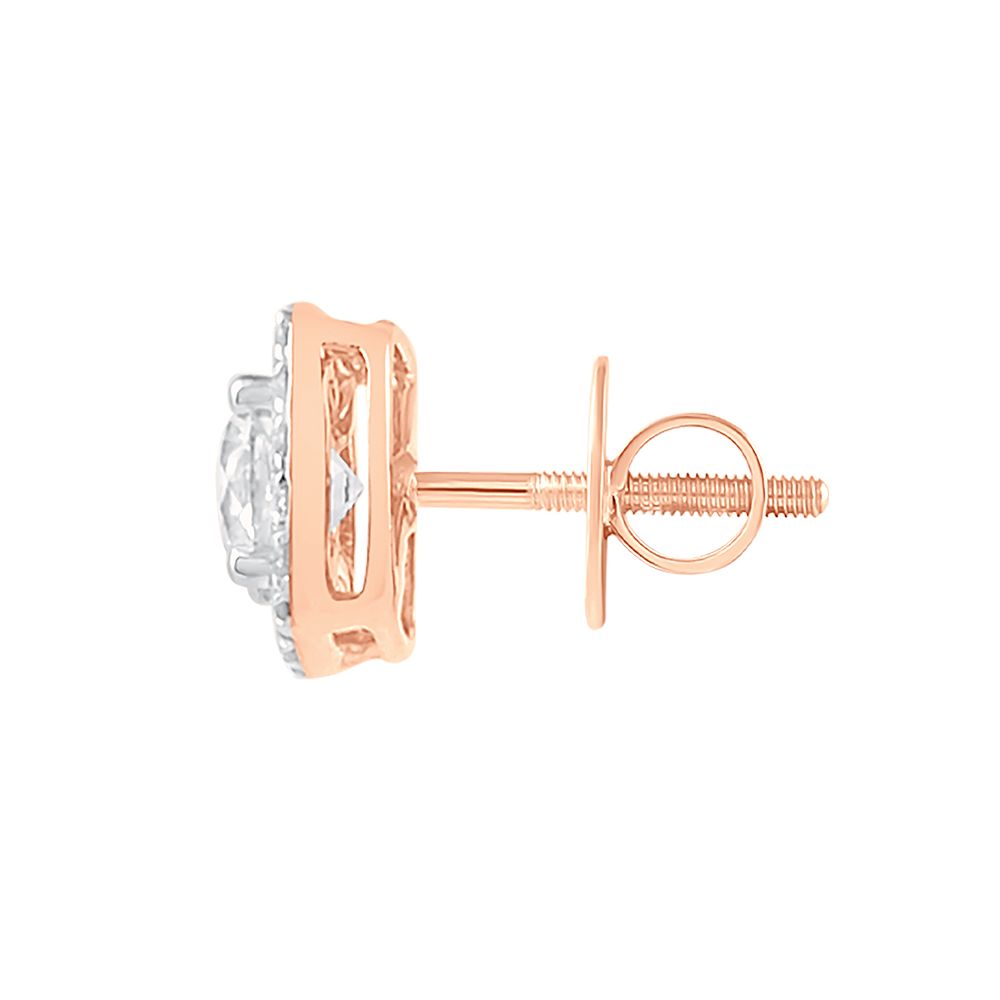 Modern 18Kt Rose Gold and Diamond Studs-Earrings-YER24I08-D400X0B