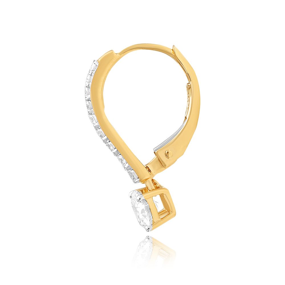 Brilliant Solitaire Hoop Earrings-Earrings-YER25I01-D300R0B