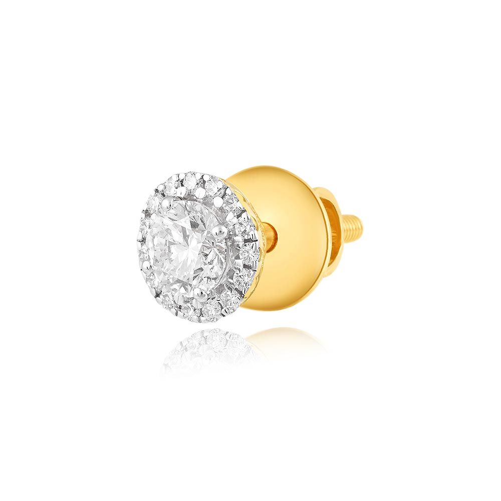 Radiant Halo Solitaire Stud Earrings-Earrings-YER25I03-D300R3B