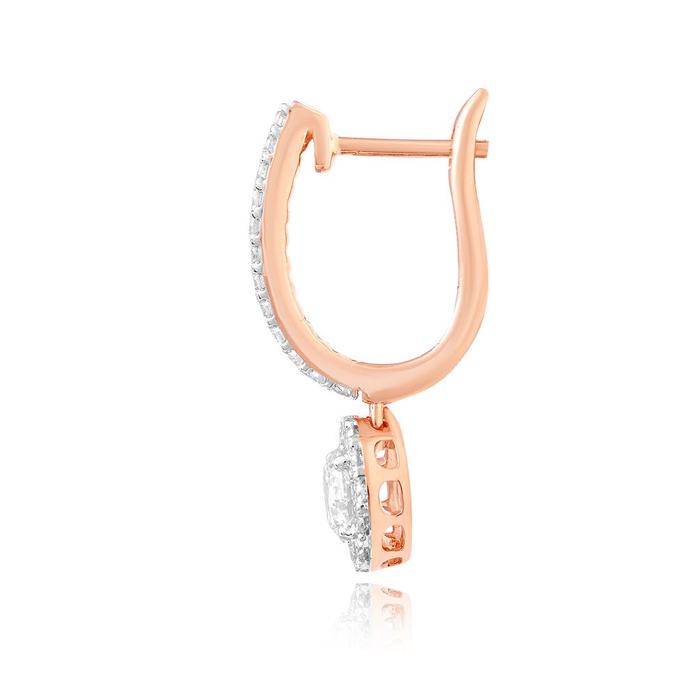 Shimmering Halo Solitaire Hoop Earrings-Earrings-YER25I04-D300X0B