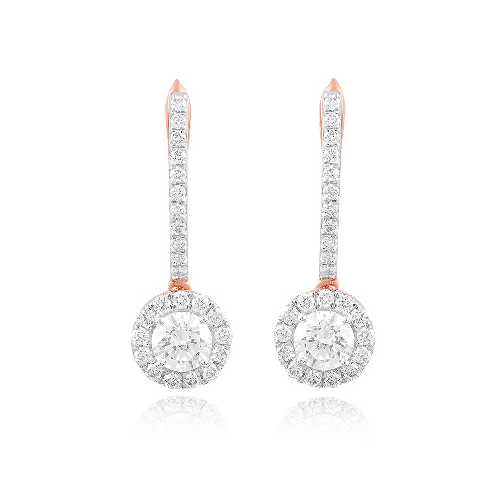 Shimmering Halo Solitaire Hoop Earrings-Earrings-YER25I04-D300X0B