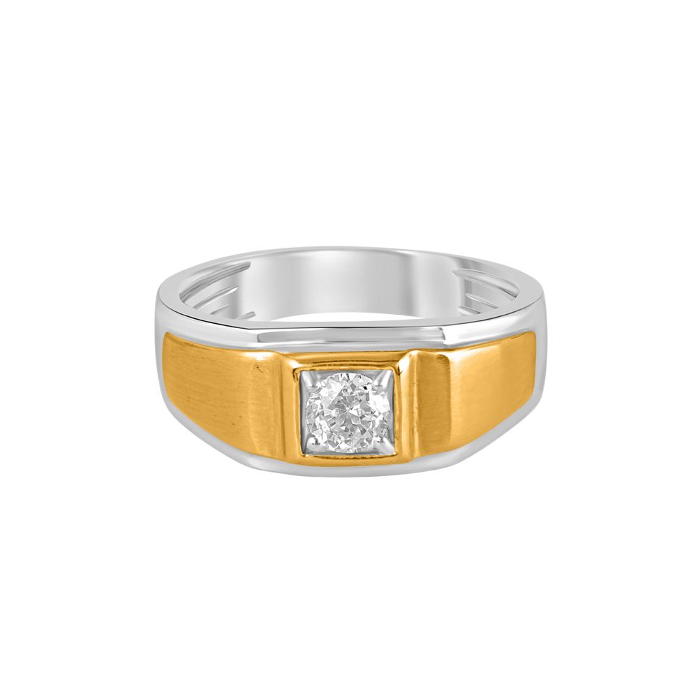 Pretty Diamond 18KT Two-toned Crown Star Finger Ring-Rings-YMR20004-A400ONB