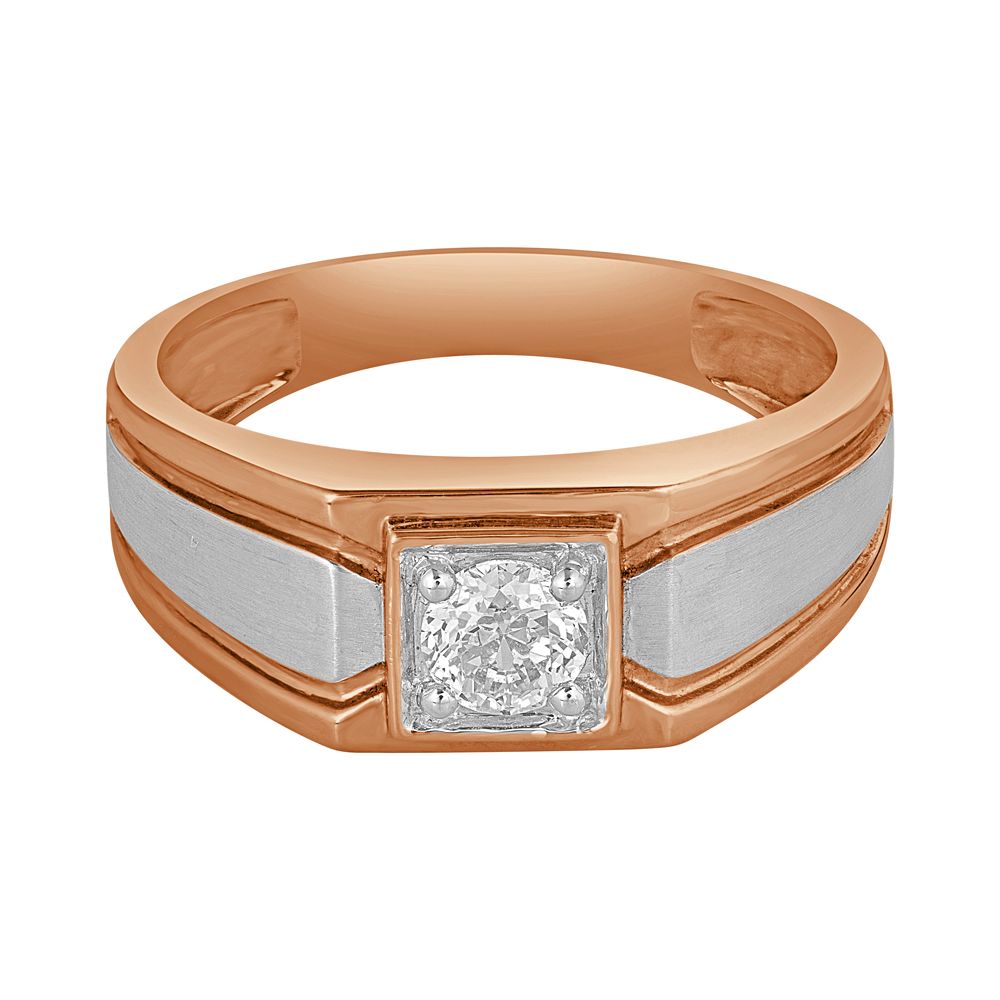 Unique Diamond 18KT White and Rose Gold Mens Finger Ring-Rings-YMR20007-A200OJB