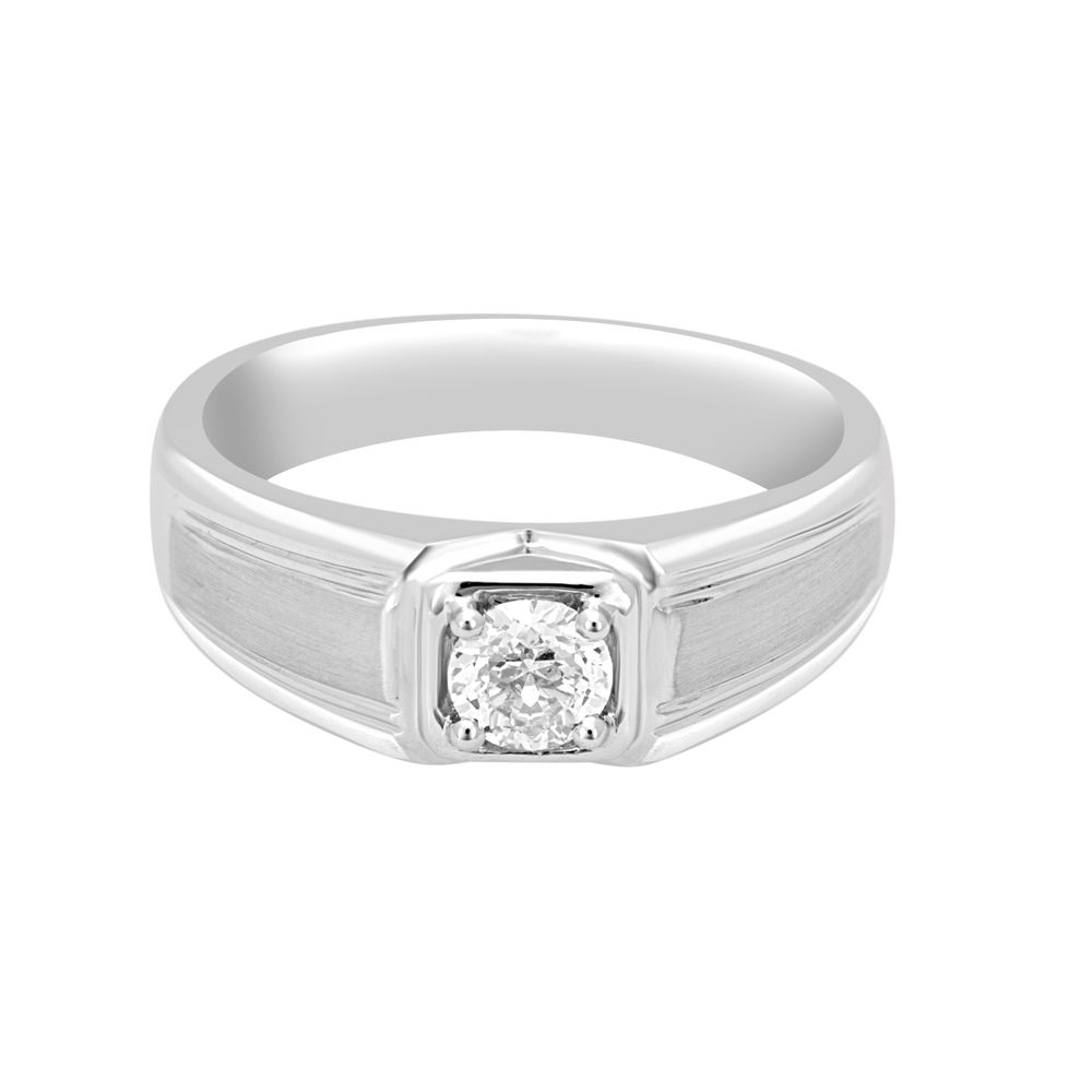 Stylish Platinum Solitaire Mens Ring-Rings-YMR22004