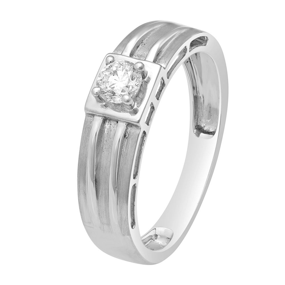 Minimalist Diamond Textured Solitaire Ring for Men-Rings-YMR22006
