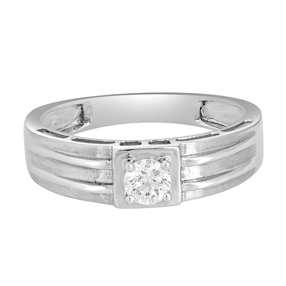Minimalist Diamond Textured Solitaire Ring for Men-Rings-YMR22006