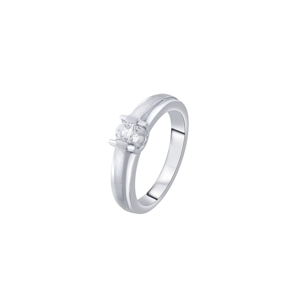 Glossy Platinum Solitaire Diamond Ring-Rings-YMR22008