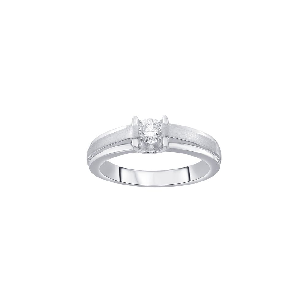 Glossy Platinum Solitaire Diamond Ring-Rings-YMR22008