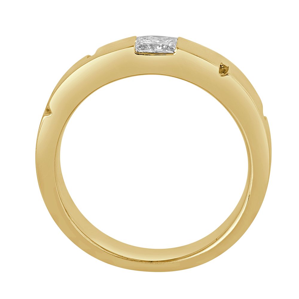 Sleek Yellow Gold Diamond Ring for Men-Rings-YMR23006-D200RPB