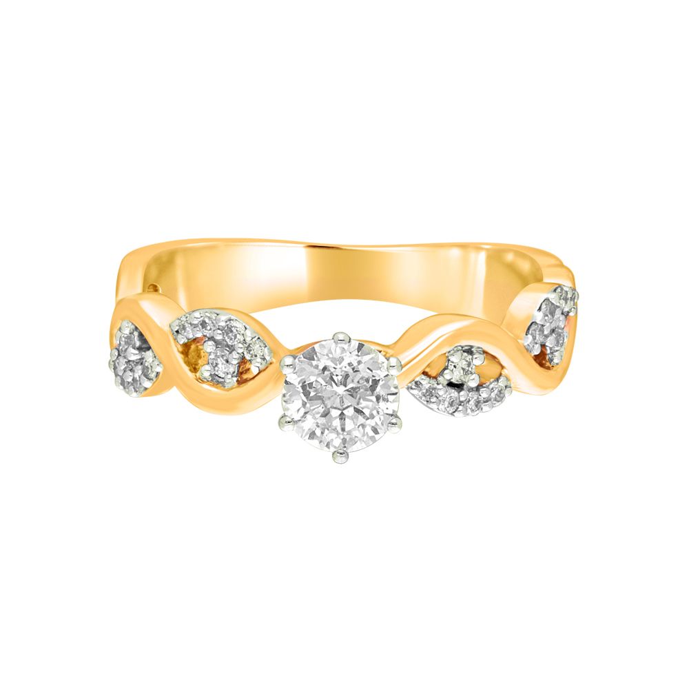 Crown Design Diamond Finger Ring-Rings-YRG19016