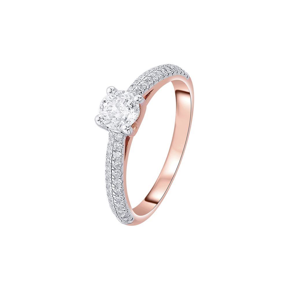 Diamond Solitaire Finger Ring in 18KT Rose Gold-Rings-YRG20526