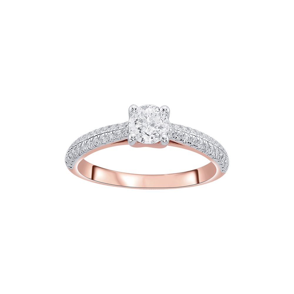 Diamond Solitaire Finger Ring in 18KT Rose Gold-Rings-YRG20526
