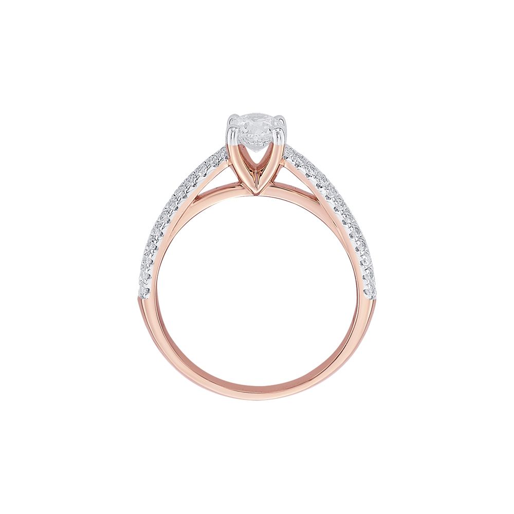 Diamond Solitaire Finger Ring in 18KT Rose Gold-Rings-YRG20526