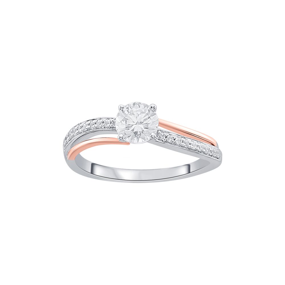 Eclectic Diamond Solitaire Ring in Rose and White Gold-Rings-YRG23021